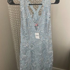 Light Blue Lace Sleeveless Mini Dress